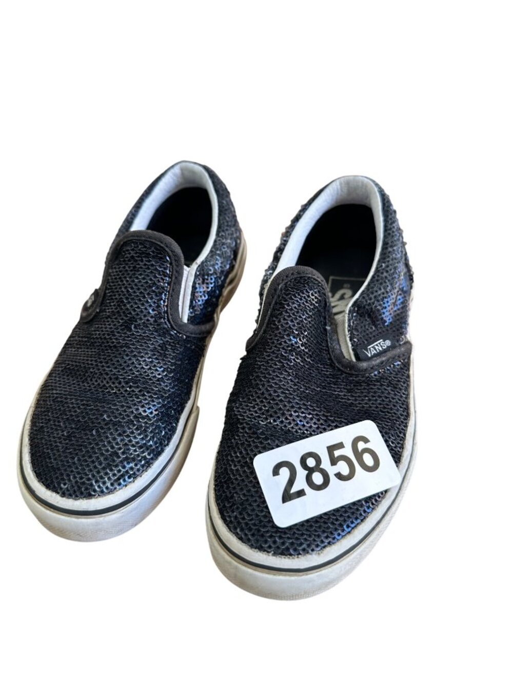 Vans Size 11 Kids  Slip On Sequin Skateboard Sneakers Blue Shoes - Picture 2 of 9